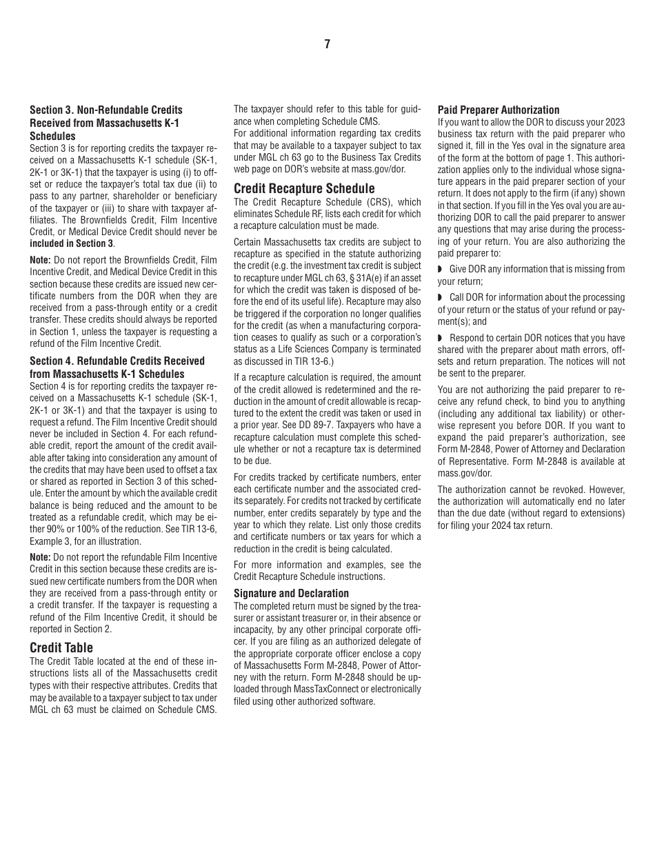 Instructions for Form 63-23P Premium Excise Return for Insurance Companies - Massachusetts, Page 7