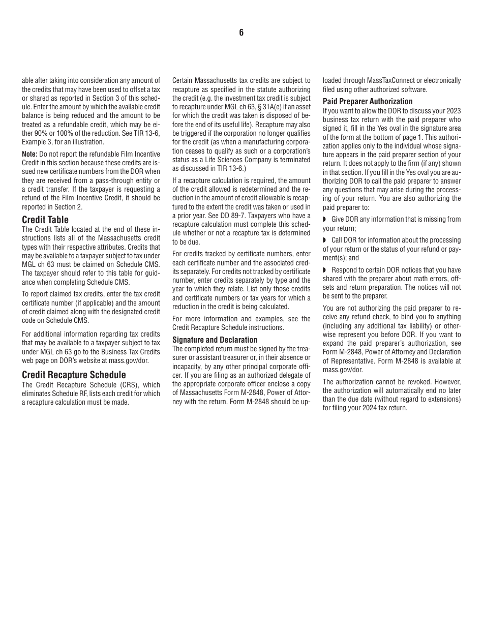 Instructions for Form 63-20P Premium Excise Return for Life Insurance Companies - Massachusetts, Page 6