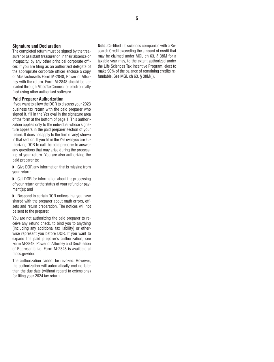 Instructions for Form 63-29A Ocean Marine Profits Tax Return - Massachusetts, Page 5