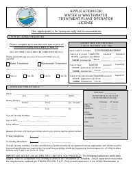 DEP Form 62-602.900(1) Application for Water or Wastewater Treatment Plant Operator License - Florida