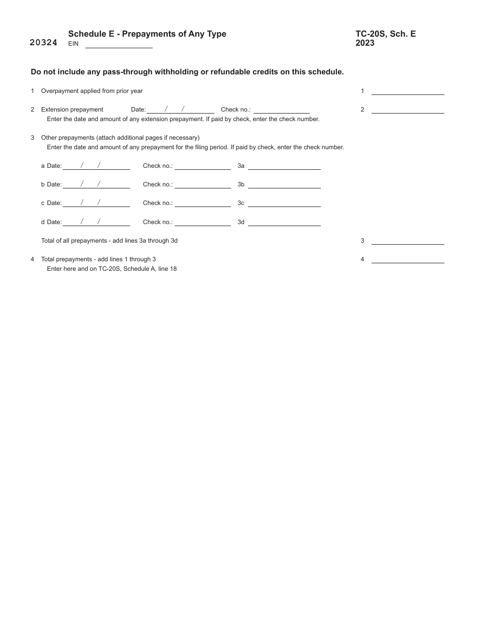 Form TC-20S Utah S Corporation Return - Utah, Page 4