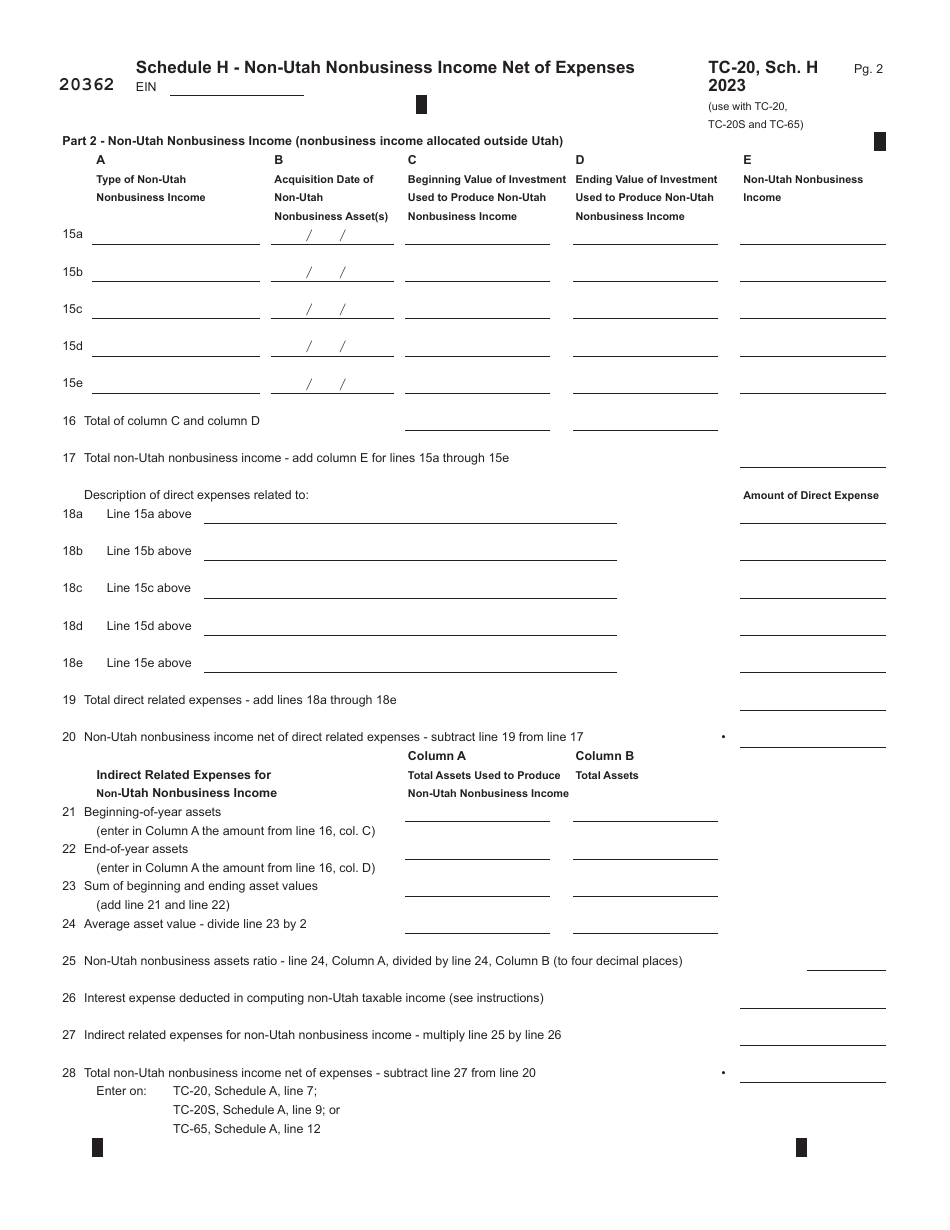 Form TC-20S Utah S Corporation Return - Utah, Page 6