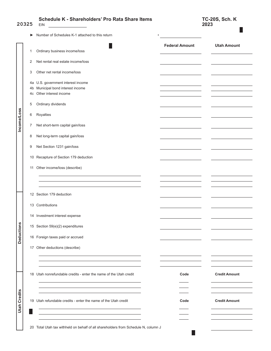 Form TC-20S Utah S Corporation Return - Utah, Page 9