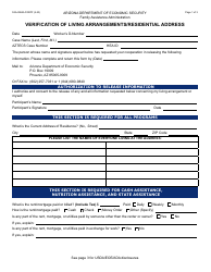 Document preview: Form FAA-0065A Verification of Living Arrangements/Residential Address - Arizona