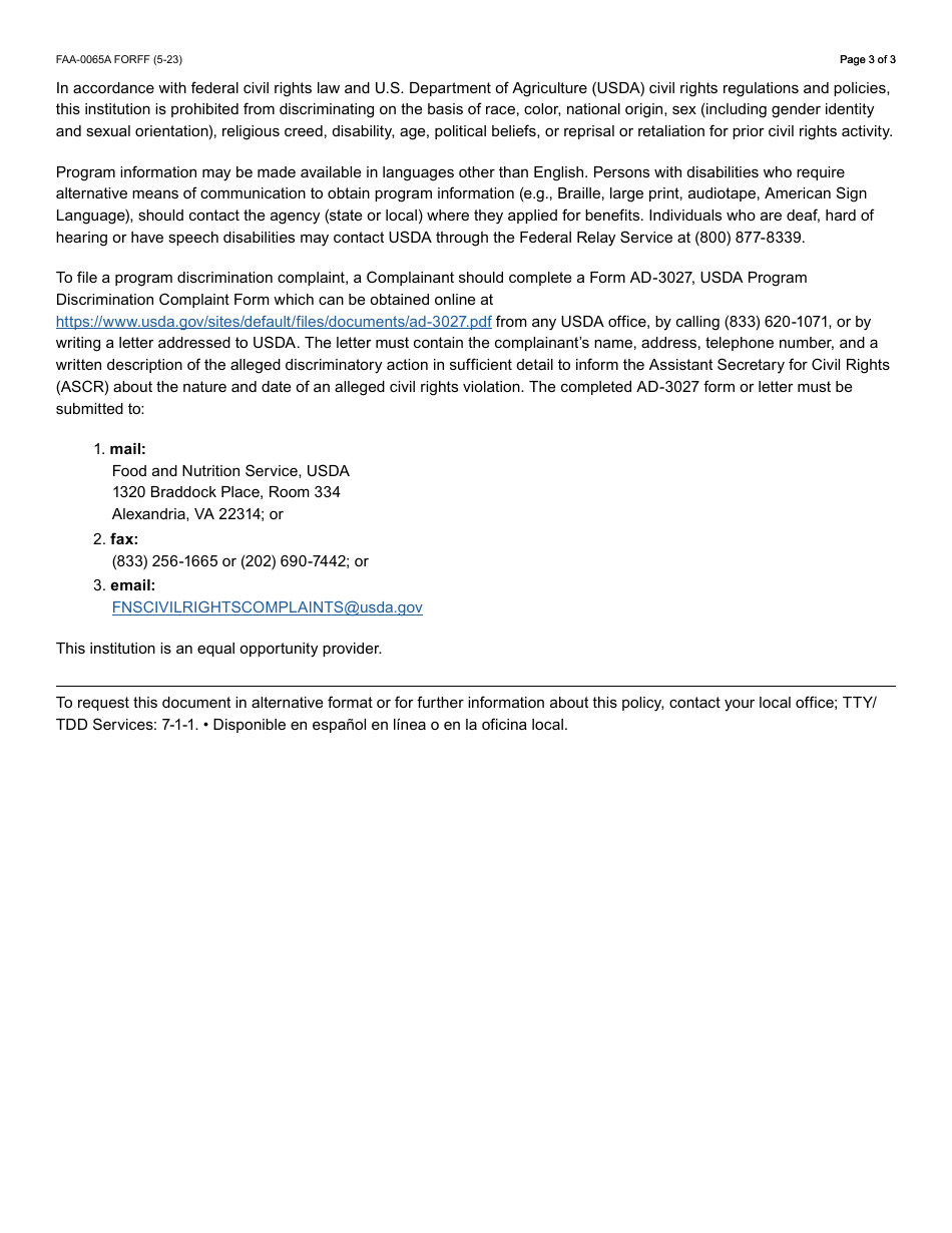 Form FAA-0065A Verification of Living Arrangements / Residential Address - Arizona, Page 3