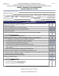 Document preview: Form ETA-83 Weekly Request for Assistance - Arizona