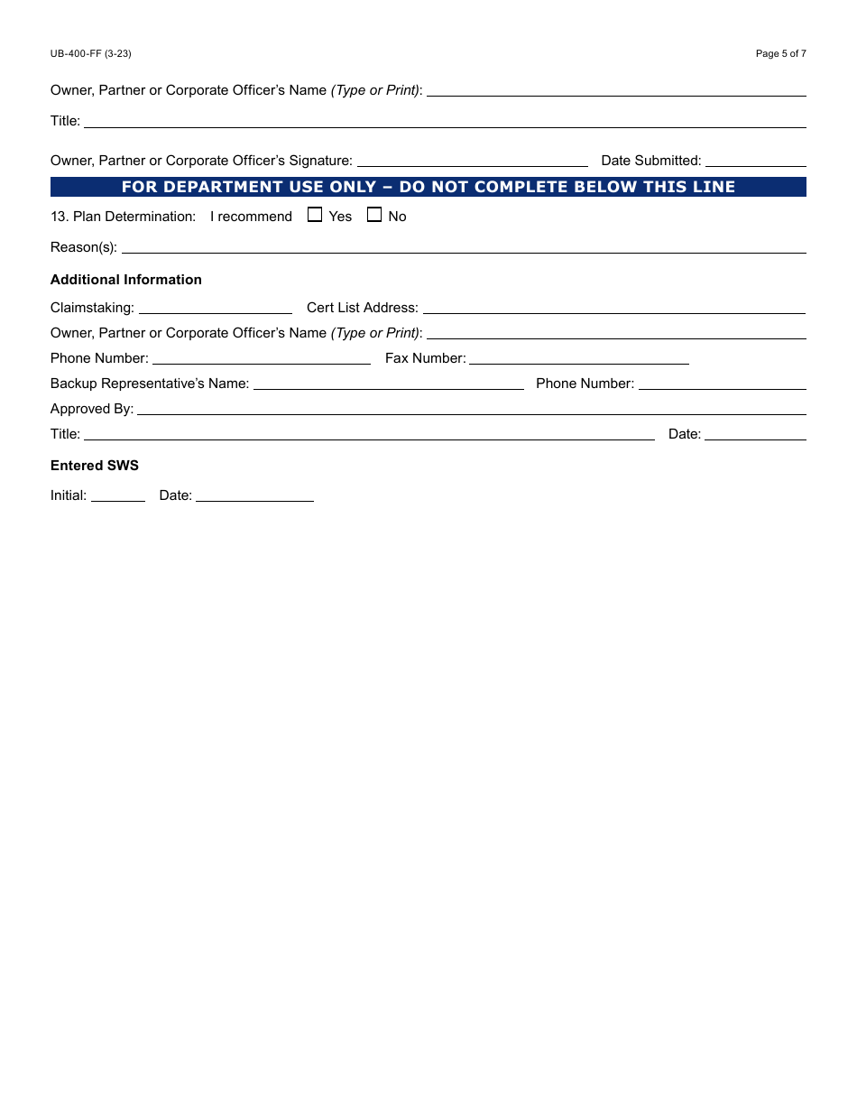 Form UB-400 Shared Work Plan Application - Arizona, Page 6