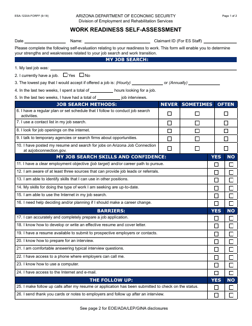 Form ESA-1220A  Printable Pdf