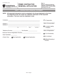 Form CS-4300RP Prime Contractor Renewal Application - Pennsylvania
