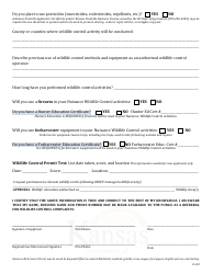 Nuisance Wildlife Control Permit Application - Kansas, Page 2