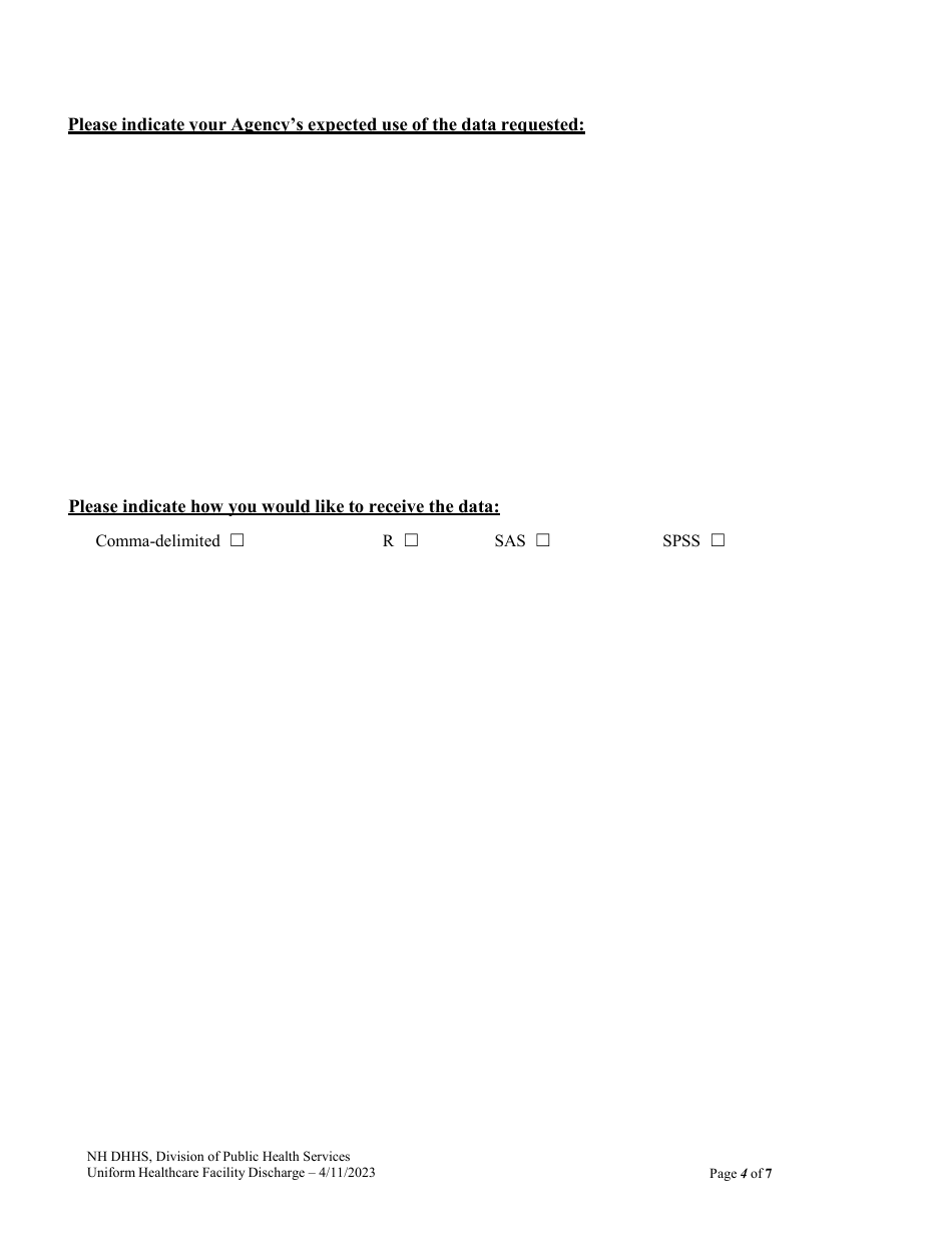 Uniform Healthcare Facility Discharge Data Set (Uhfdds) Application - Public Use Dataset - New Hampshire, Page 4