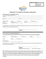 Application for Trophy Deer, Antelope and Elk Award - Kansas