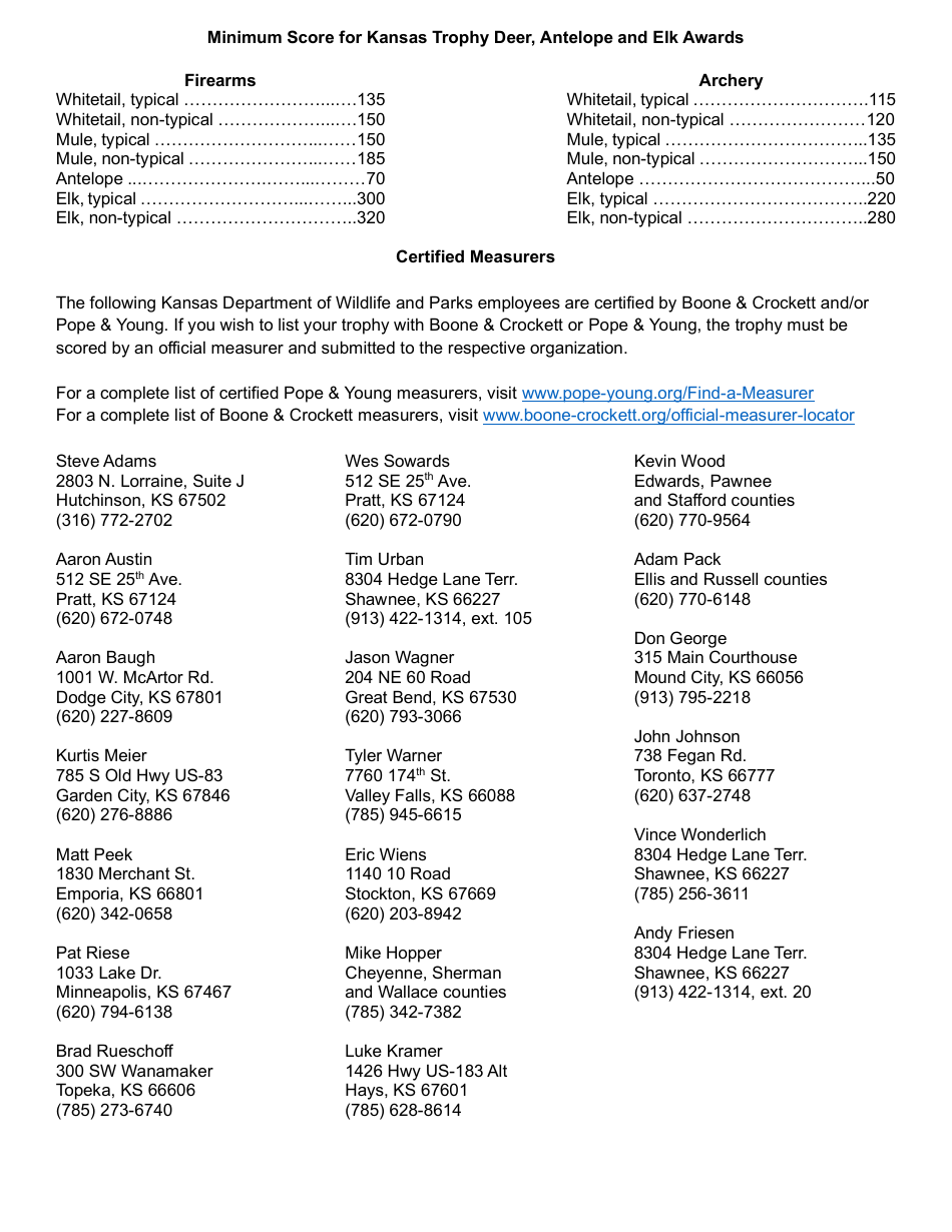 Kansas Application for Trophy Deer, Antelope and Elk Award - Fill Out ...