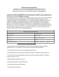 Cannabis Facilities Code Requirement Overview/Checklist - Montana