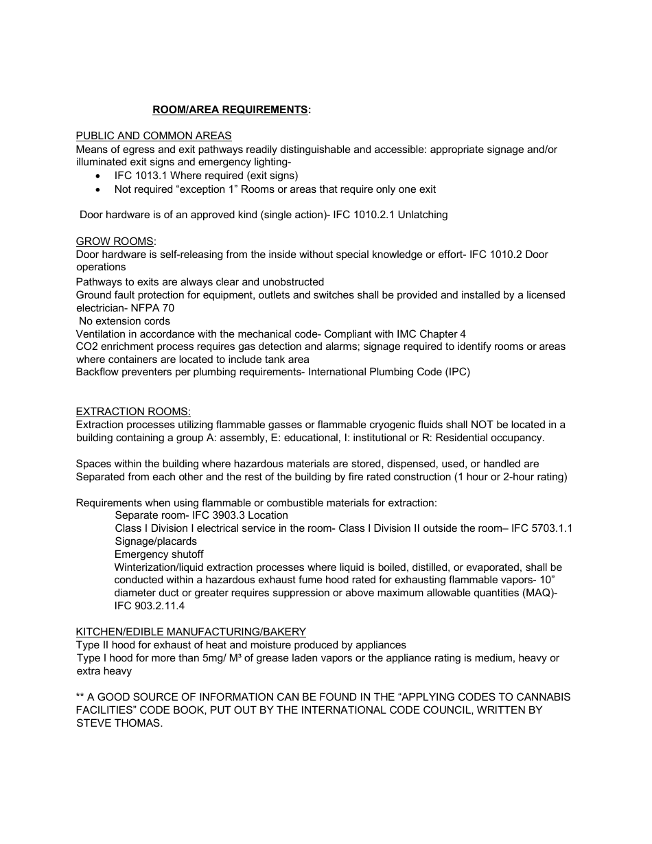 Cannabis Facilities Code Requirement Overview / Checklist - Montana, Page 3