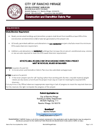 Construction and Debris Plan - City of Rancho Mirage, California