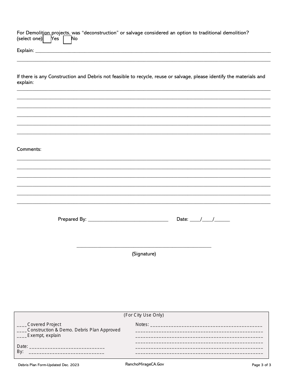 Construction and Debris Plan - City of Rancho Mirage, California, Page 3