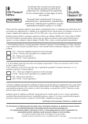 Form 78AW Certificate That Consent Has Been Given by the Relevant Governing Authority (Or Authorities) for a Building to Be Registered for the Solemnization of Marriages of Same Sex Couples - United Kingdom (English/Welsh)