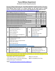 Form SF180 Request Pertaining to Military Records - Texas