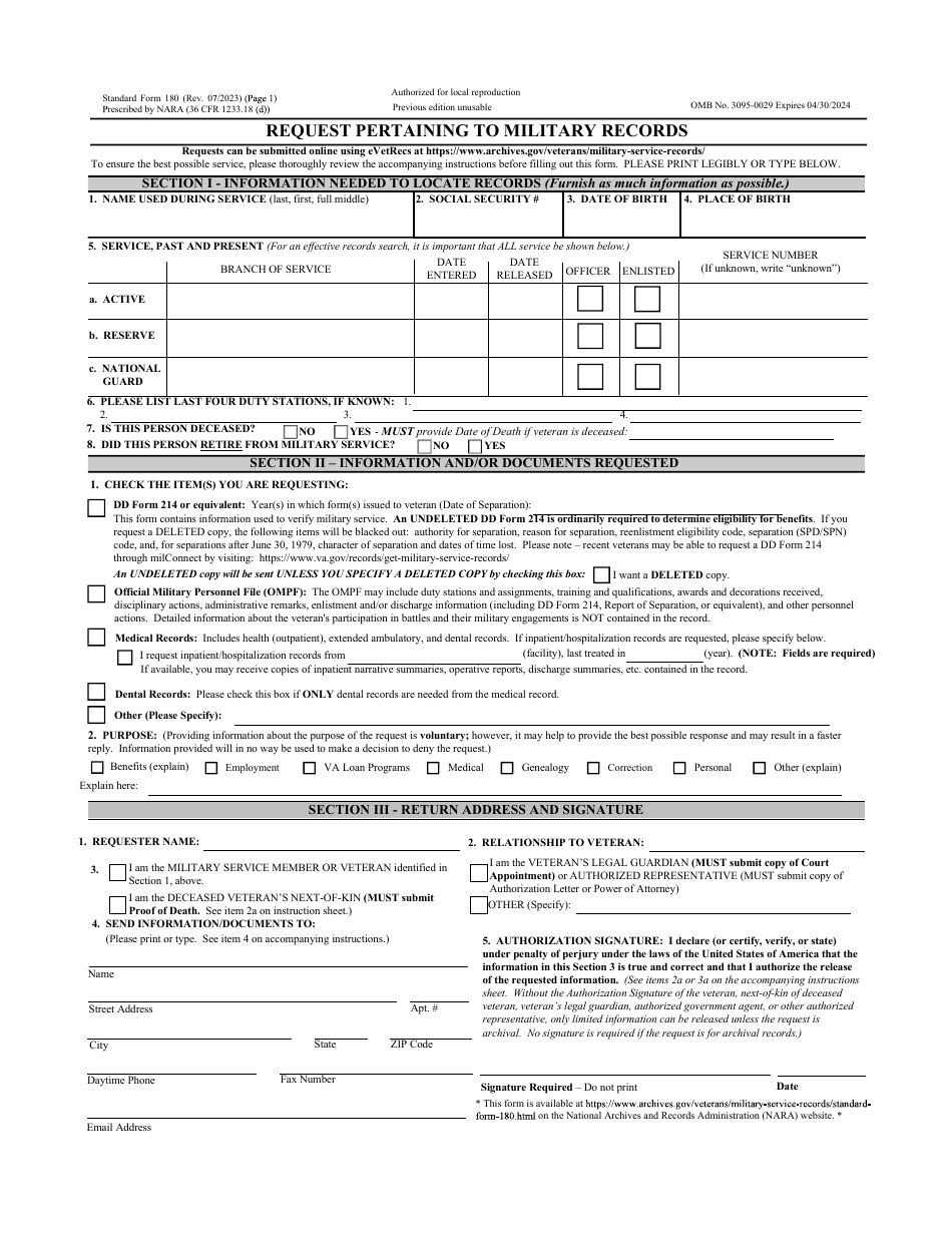 Form Sf180 Fill Out Sign Online And Download Printable Pdf Texas Templateroller