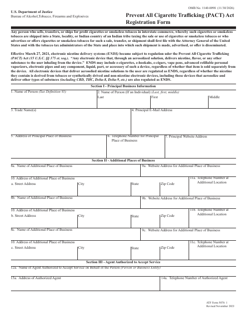 ATF Form 5070.1  Printable Pdf