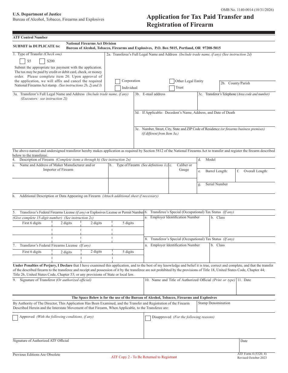 ATF Form 4 (5320.4) Application for Tax Paid Transfer and Registration of Firearm, Page 8