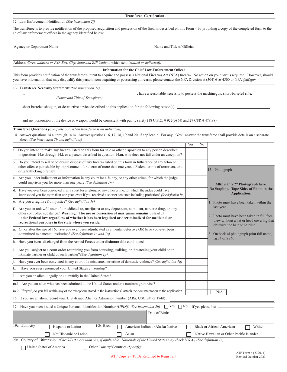 ATF Form 4 (5320.4) Download Fillable PDF or Fill Online Application ...