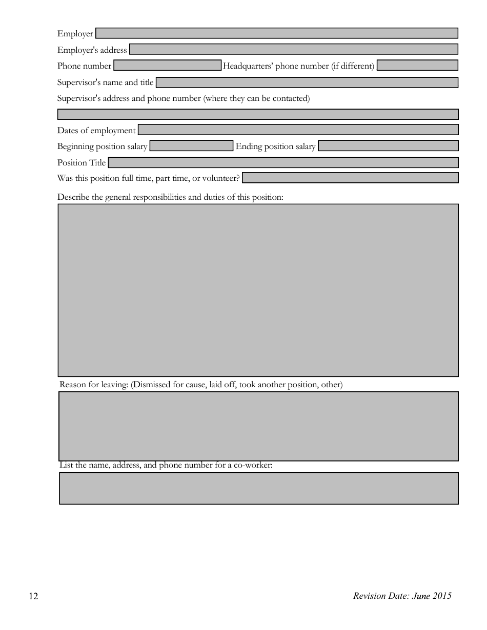 Pre-employment Background Information Form - Kansas, Page 12