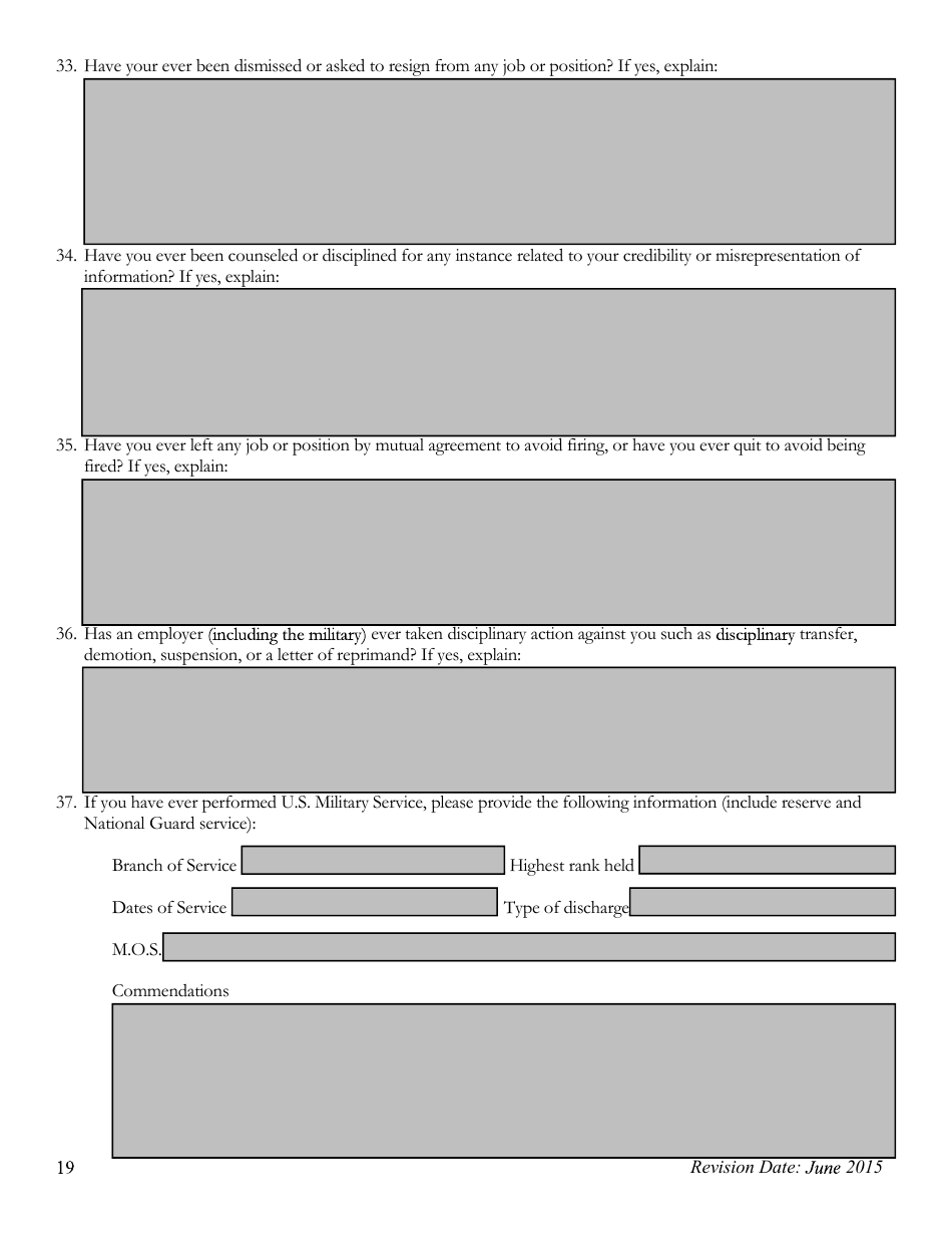 Pre-employment Background Information Form - Kansas, Page 19