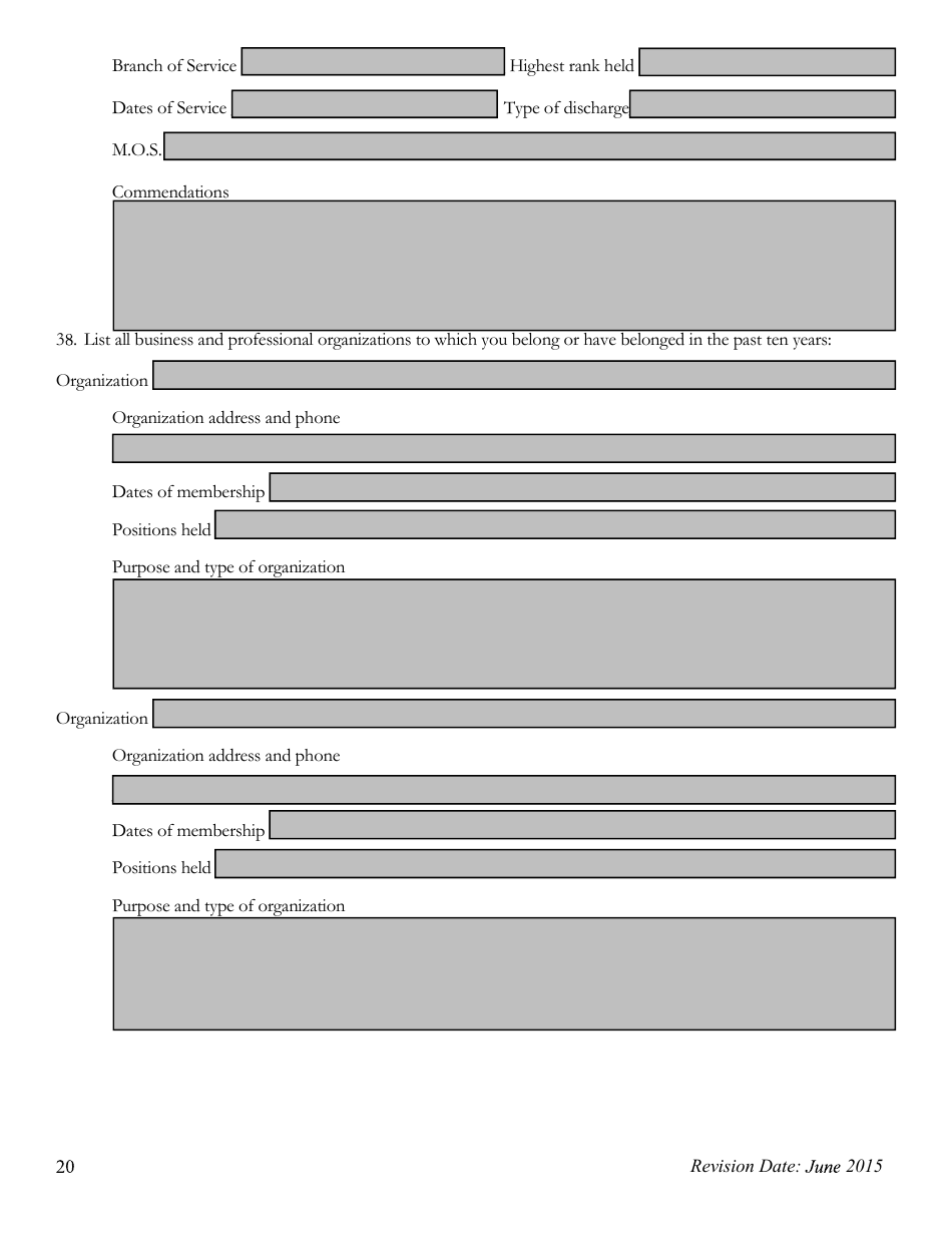 Pre-employment Background Information Form - Kansas, Page 20