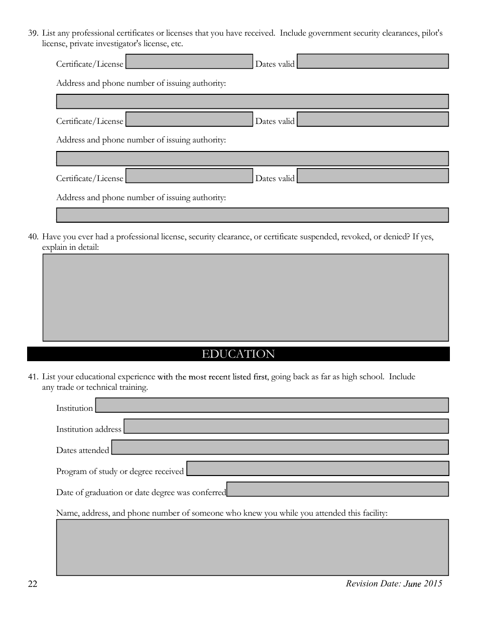 Pre-employment Background Information Form - Kansas, Page 22