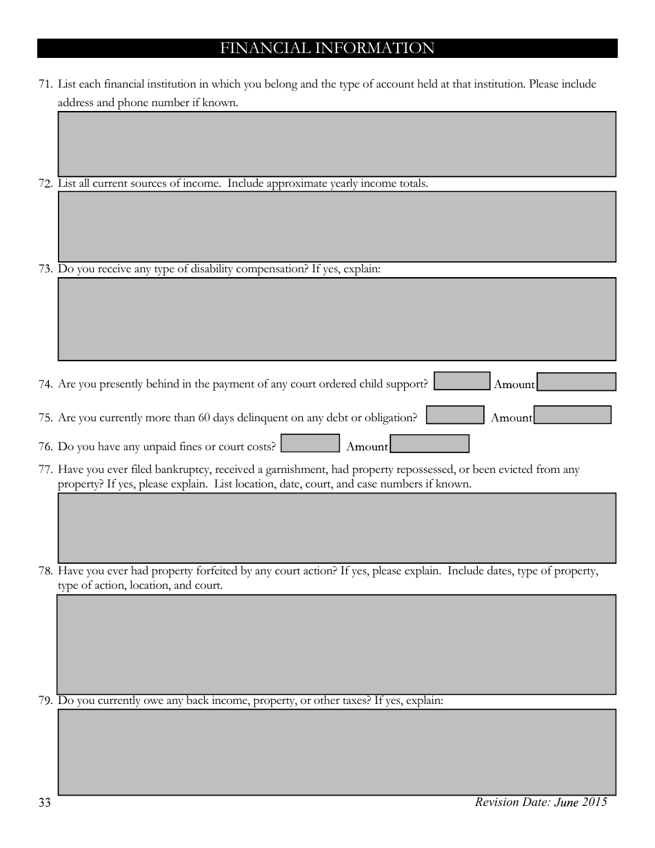 Pre-employment Background Information Form - Kansas, Page 33