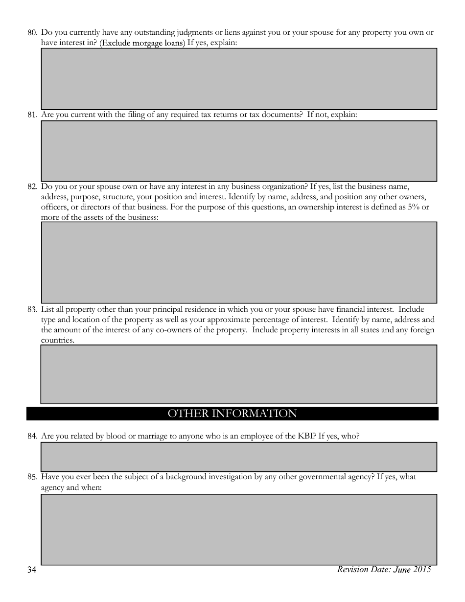 Pre-employment Background Information Form - Kansas, Page 34