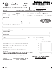 Form BT-EXT Payment Form and Application for 7-month Extension of Time to File Business Tax Return - New Hampshire