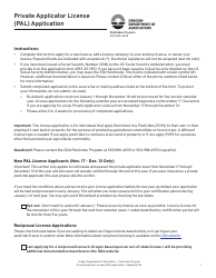 Document preview: Private Applicator License (Pal) Application - Oregon