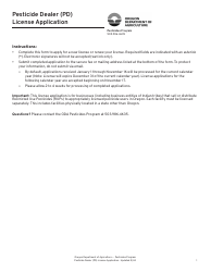 Document preview: Pesticide Dealer (Pd) License Application - Oregon