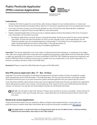 Document preview: Public Pesticide Applicator (Ppa) License Application - Oregon
