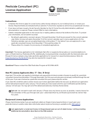 Document preview: Pesticide Consultant (Pc) License Application - Oregon