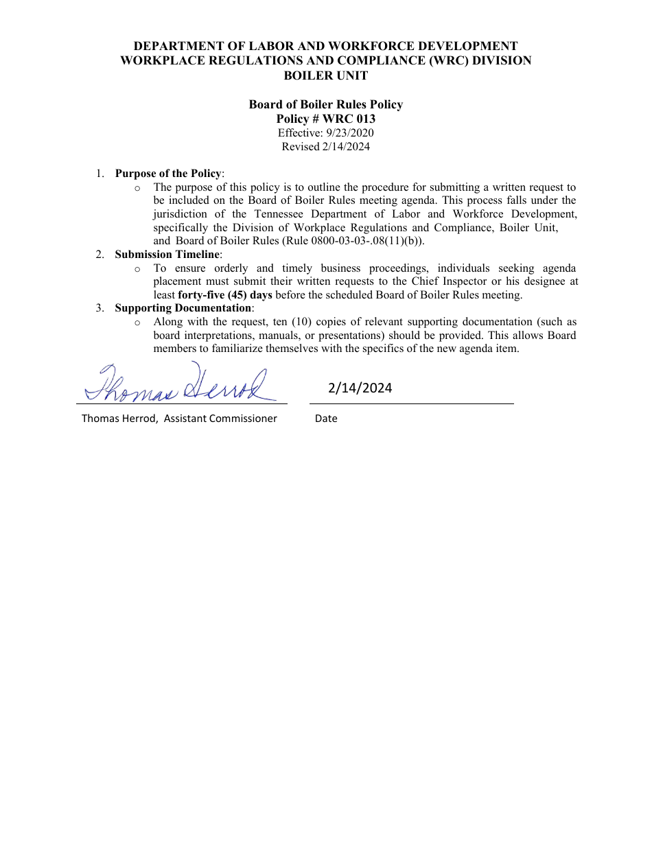 Checklist for Attendant Variance Request - Tennessee, Page 10