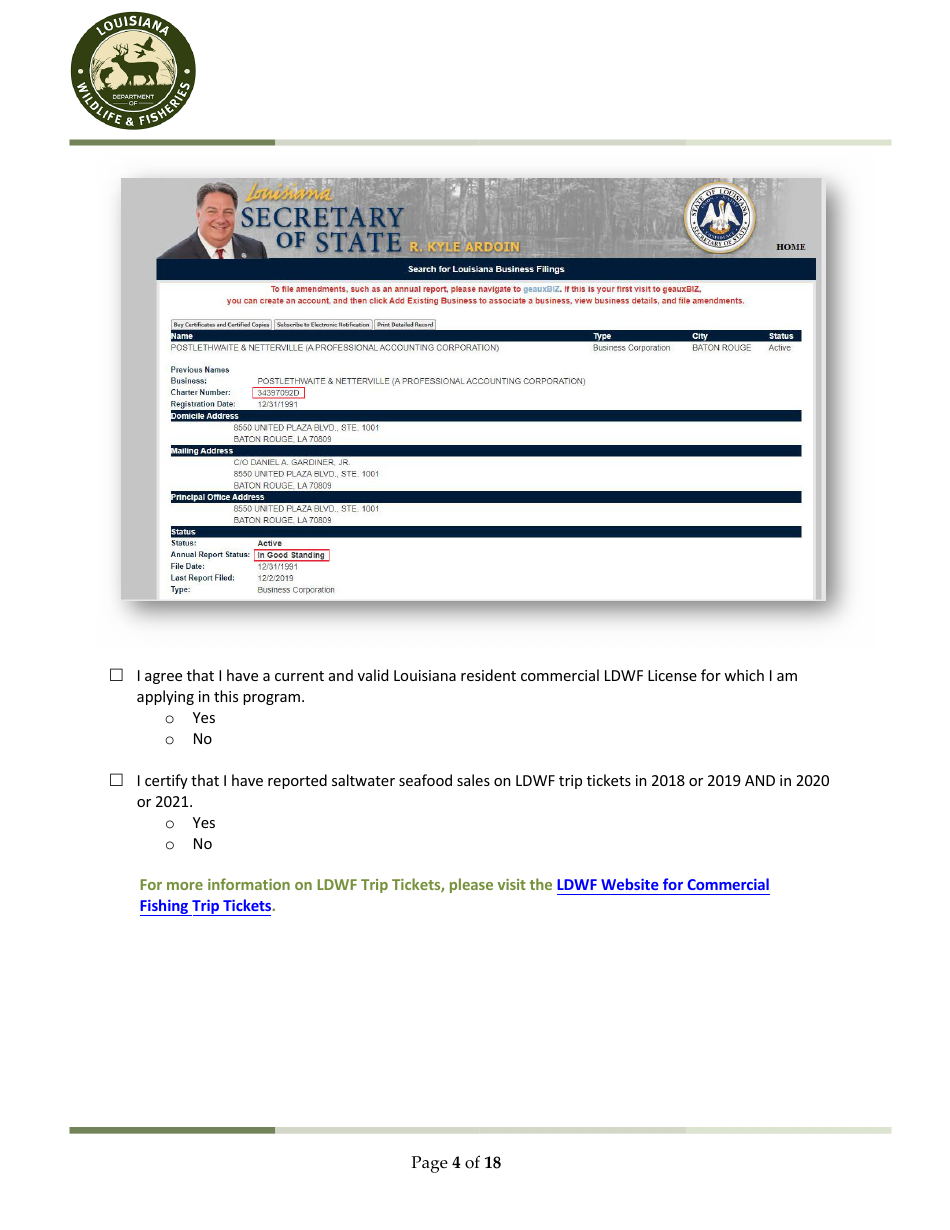 Ldwf Application Checklist - Louisiana, Page 4