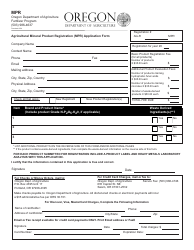 Document preview: Agricultural Mineral Product Registration (Mpr) Application Form - Oregon