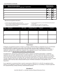 Agricultural Mineral Product Registration (Mpr) Application Form - Oregon, Page 2