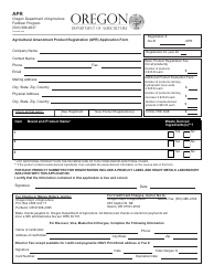 Agricultural Amendment Product Registration (Apr) Application Form - Oregon
