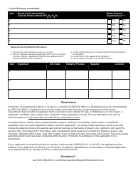 Fertilizer Product Registration (Fpr) Application Form - Oregon, Page 2