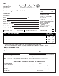 Lime Product Registration (Lpr) Application Form - Oregon