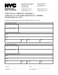 Document preview: Tow Truck Company Renewal - Contracts for Nonconsensual Towing From Private Lots - New York City