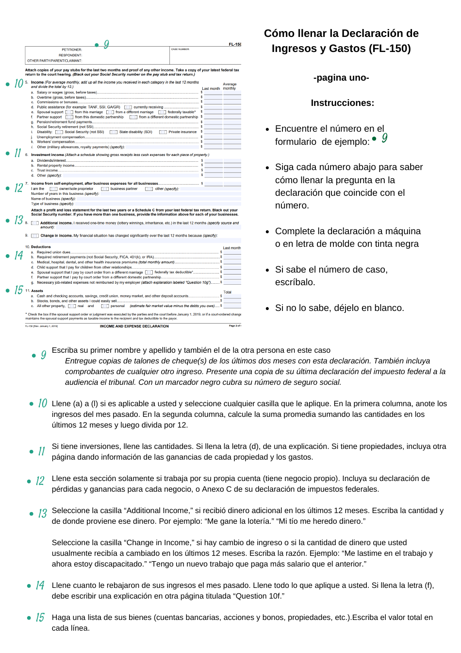 Instrucciones para Formulario FL-150 Declaracion De Ingresos Y Gastos - County of Ventura, California (Spanish), Page 4