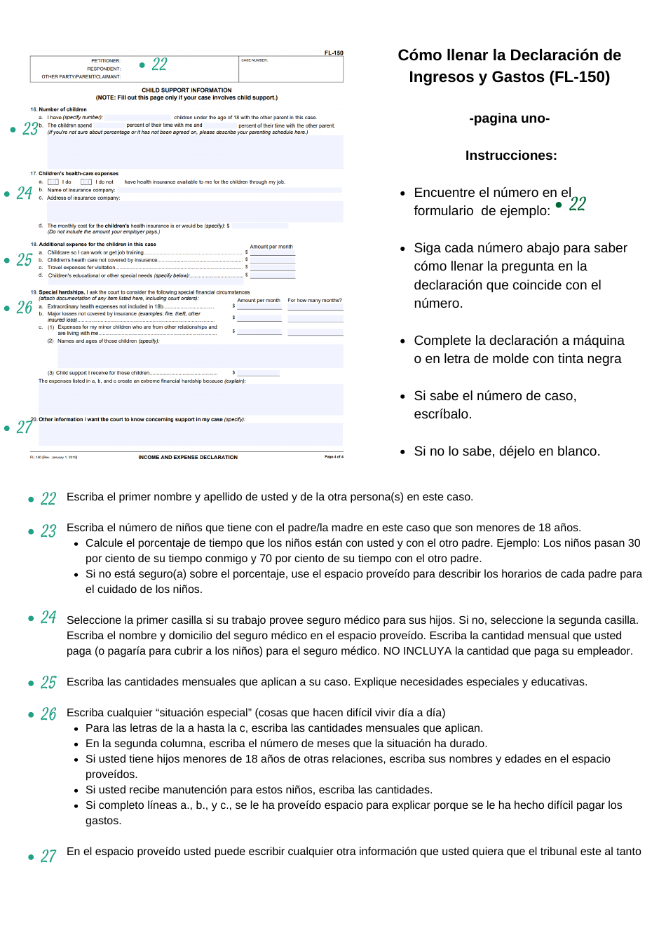 Instrucciones para Formulario FL-150 Declaracion De Ingresos Y Gastos - County of Ventura, California (Spanish), Page 6