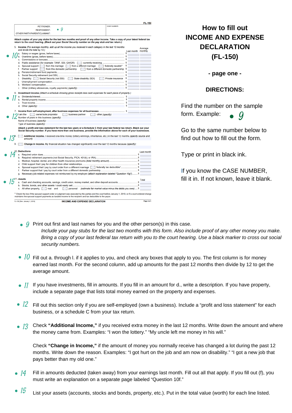 Instructions for Form FL-150 Income and Expense Declaration - County of Ventura, California, Page 4