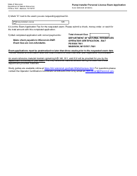 Form 3400-843 Pump Installer Personal License Exam Application - Wisconsin, Page 2